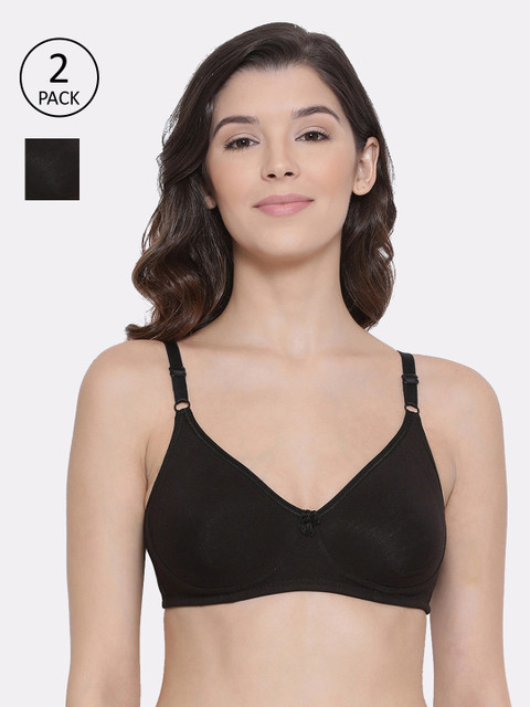 

Lux Lyra Pack Of 2 Black Solid Non-Wired Non Padded Everyday Bra