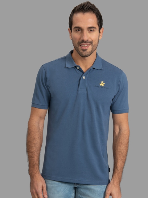 

Beverly Hills Polo Club Men Blue Solid Polo Collar T-shirt