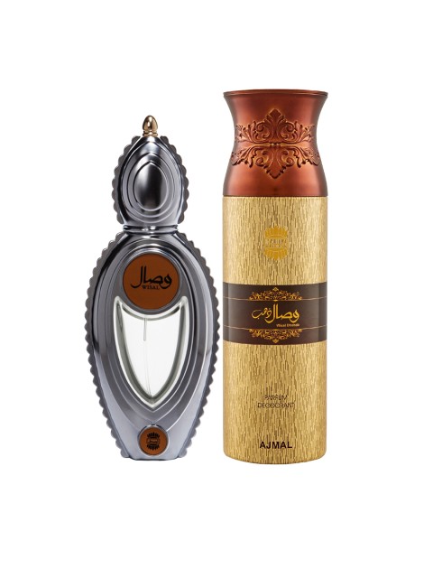 

Ajmal Unisex Set Of 2 Wisal EDP Perfume Scent for Skin 50ML & Wisal Dhahab Deodorant 200ML, Multi