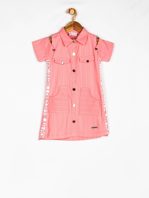

Peppermint Girls Peach-Coloured Solid Shirt Dress