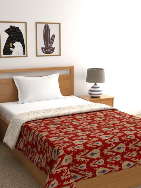 

Portico New York Red & Beige Ethnic Motifs AC Room 110 GSM Single Bed Dohar