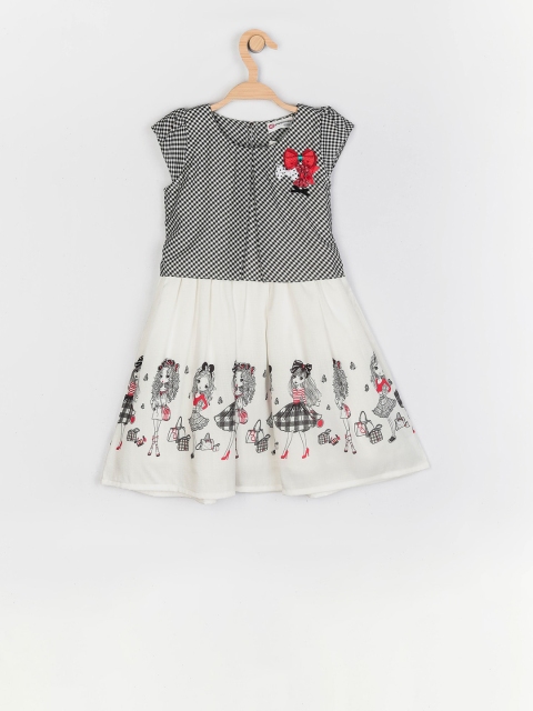 

Peppermint Girls Black Printed Fit and Flare Dress