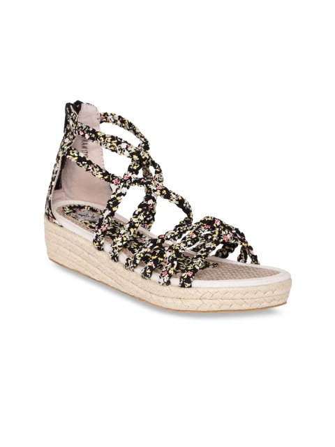 

red pout Women Multicoloured Leather Floral Print Wedges, Multi