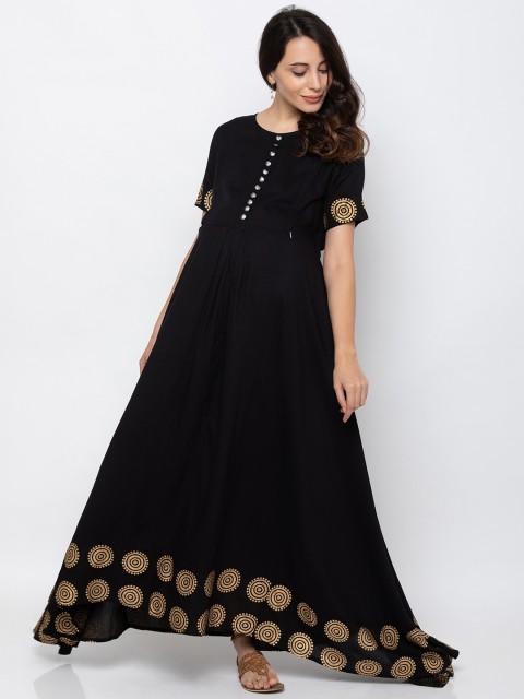

MomToBe Women Black Solid Maternity Maxi Dress