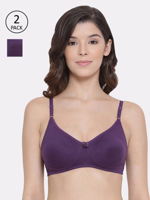 

LYRA Pack of 2 Violet Solid Non-Wired Non Padded Everyday Bras LYRA_BRA_511_VIO_2PC