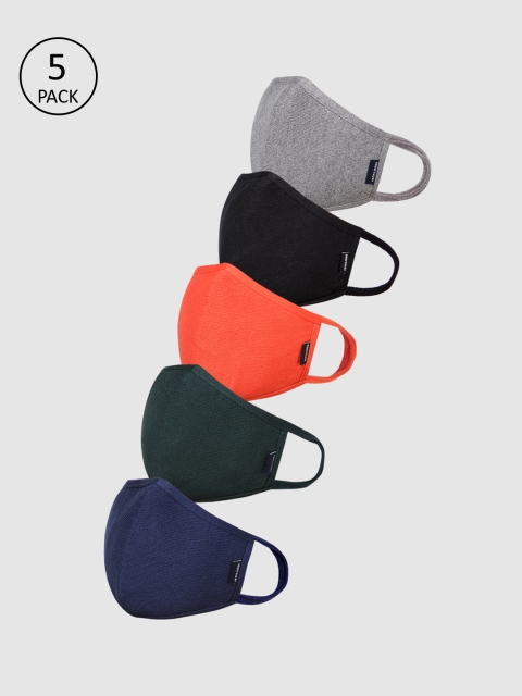 

Jack & Jones Men 5 Pcs Solid 3-Ply Reusable Cloth Masks, Navy blue