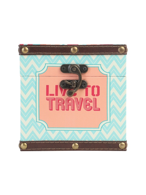 

Chumbak Blue & Orange Printed Travel Tales Storage Box