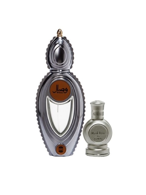 

Ajmal Set of 2 Wisal EDP Floral Perfume & Musk Rose CP Attar 62 ml, Multi