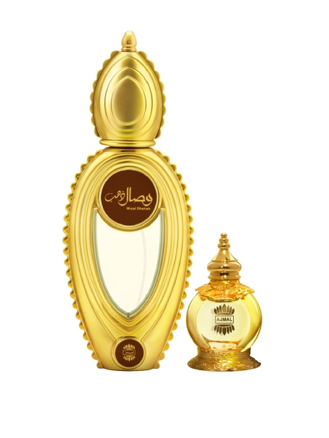 

Ajmal Unisex Set of 2 Wisal Dhahab EDP 50ml & Mukhallat Al Wafa CP 12ml Attar, Multi