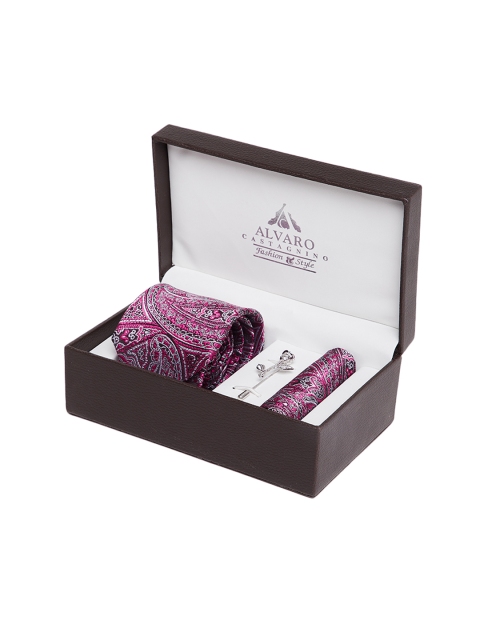 

Alvaro Castagnino Men Purple & White Accessory Gift Set