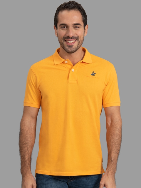 

Beverly Hills Polo Club Men Orange Solid Polo Collar T-shirt