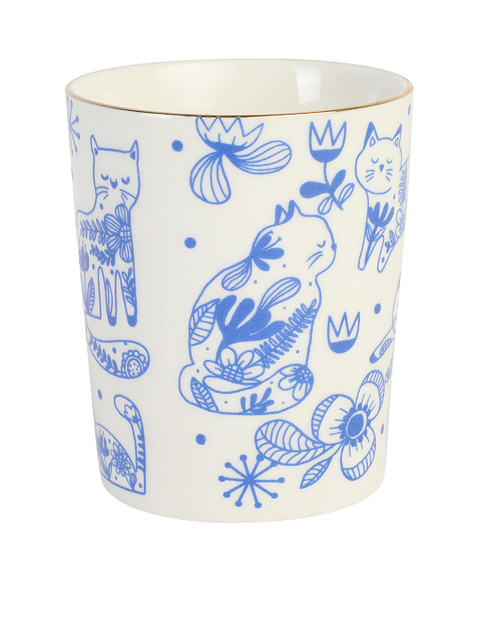 

Chumbak Blue & White Printed Porcelain Glass Tumbler