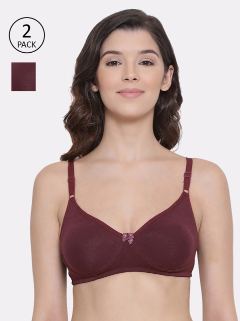 

Lux Lyra Burgundy Set of 2 Solid Non-Wired Non Padded Everyday Bra LYRA_BRA_513_WINE