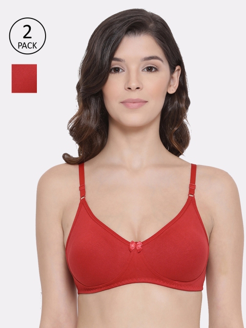 

LYRA Pack Of 2 Red Solid Non-Wired Non Padded Everyday Bra