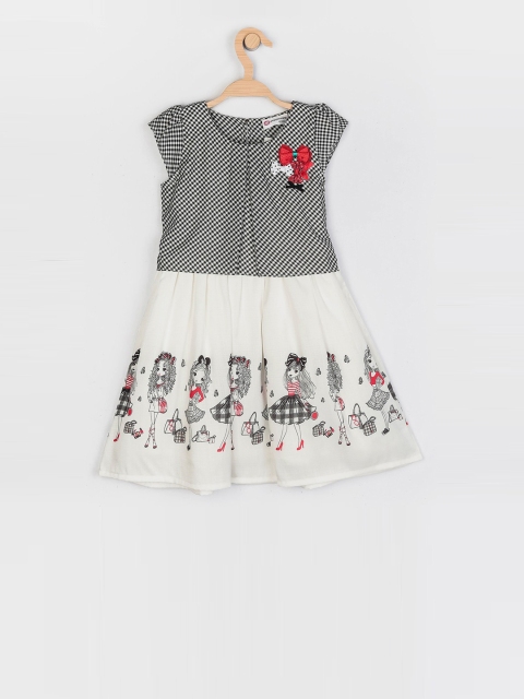 

Peppermint Girls Grey & White Colourblocked Fit and Flare Dress