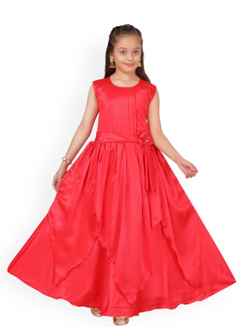 

Aarika Girls Red Solid Gajri Maxi Dress