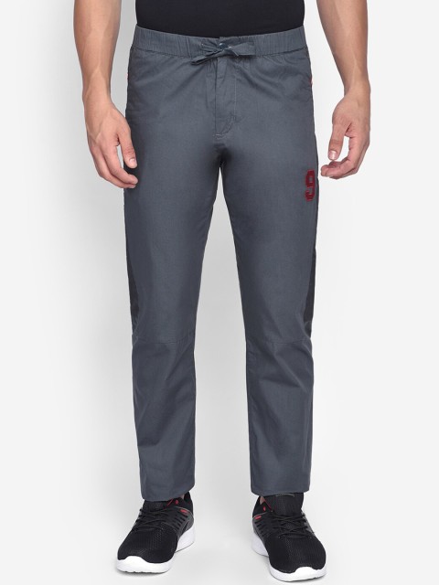 

beevee Men Grey Solid Straight-Fit Track Pants