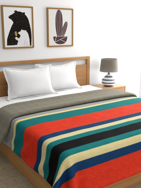 

Portico New York Multicoloured Striped AC Room 110 GSM Double Bed Dohar, Multi