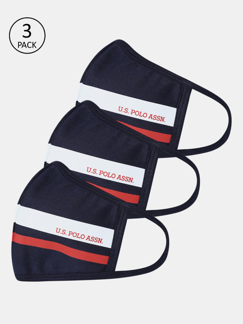

U.S. Polo Assn. Unisex Pack Of 3 3-Ply Reusable Protective Outdoor Masks, Blue
