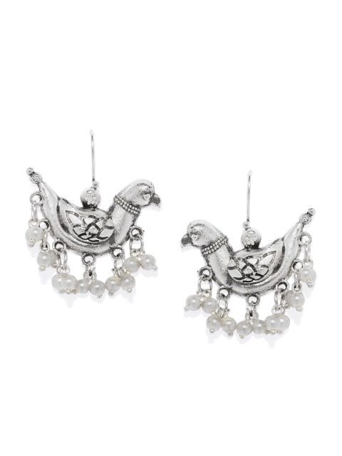 Golden Peacock Silver-Plated Parrot Shaped Drop Earrings