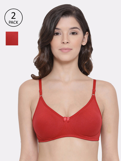 

LYRA Red Pack of 2 Solid Non-Wired Non Padded Everyday Bra LYRA_BRA_511_PORED_2PC