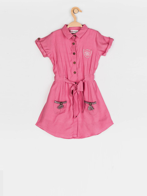 

Peppermint Girls Pink Solid Shirt Dress