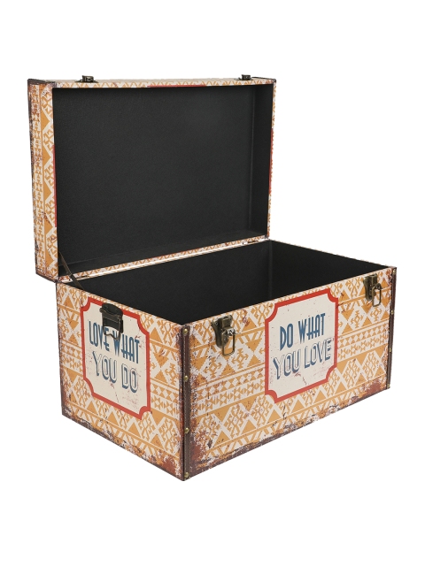 

Chumbak Mutard Yellow & White Printed Large Love What You Do Storage Trunk, Mustard