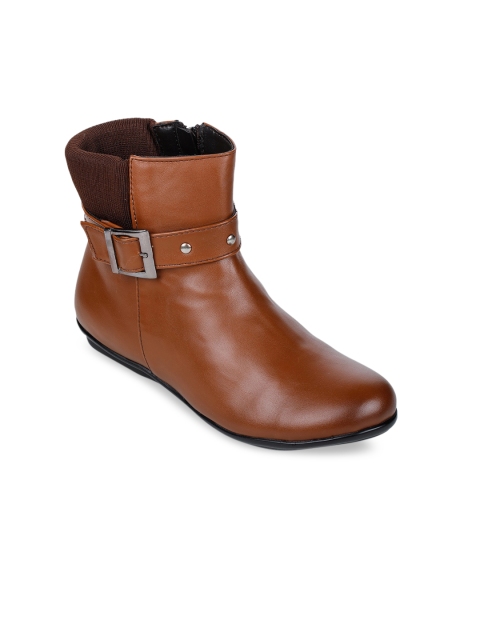 

Bruno Manetti Women Tan Brown Flat Boots