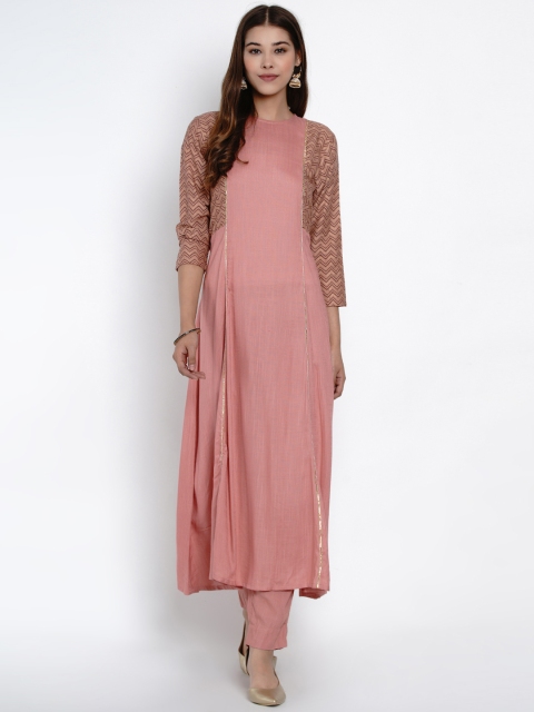 

SIAH Women Pink Printed Kurta with Trousers