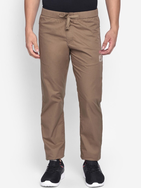 

beevee Men Brown Solid Straight-Fit Track Pants