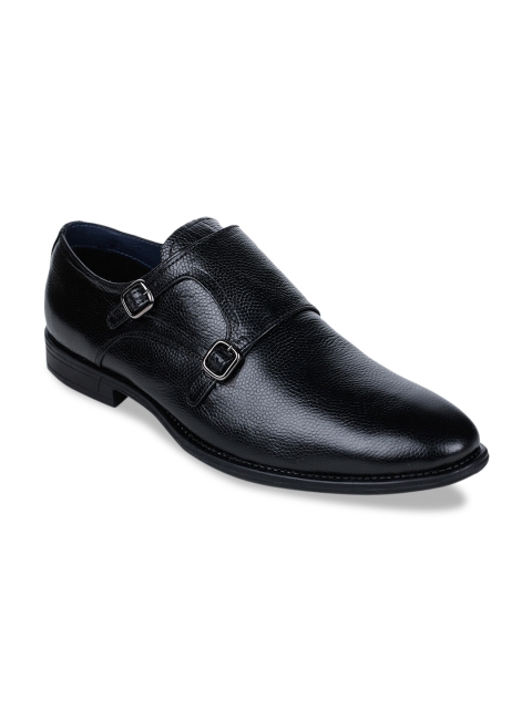 

Bruno Manetti Men Black Textured Leather Formal Monks