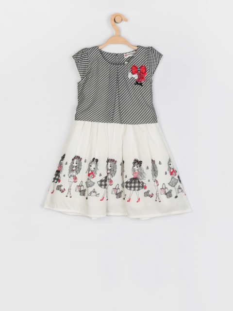 

Peppermint Girls Black & White Printed Fit and Flare Dress, Grey