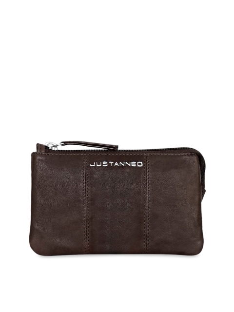 

Justanned Women Coffee Brown Solid Leather Zip Around Wallet