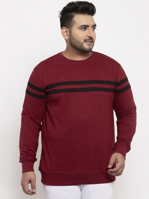 

Rodzen Men Maroon Striped Sweatshirt