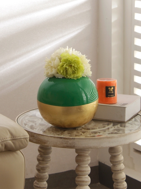 

Living Essence Green & Gold-Toned Colourblocked Groot Bamboo Vase
