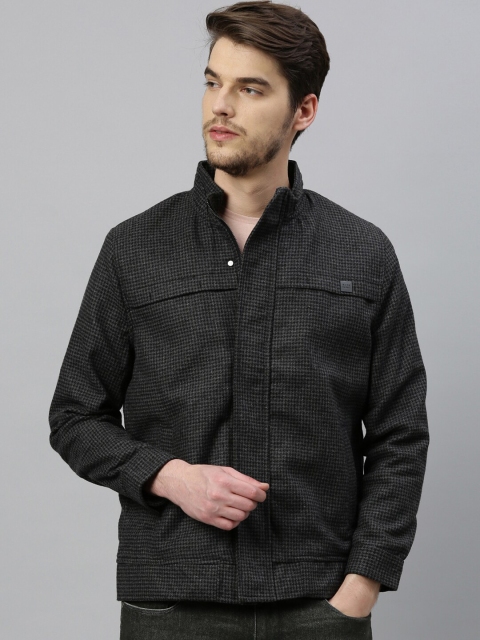 

RARE RABBIT Men Black Houndstooth Print Insulator Padded Jacket