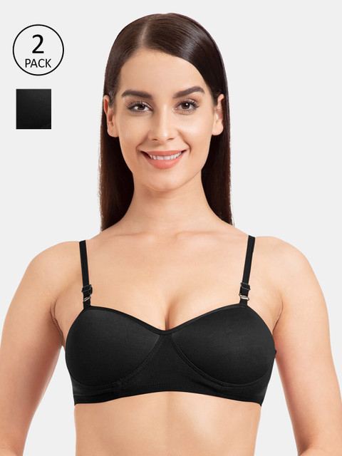 

Tweens Black Solid Set of 2 Non-Wired Lightly Padded Everyday Bra TW-422-3PC-BLK