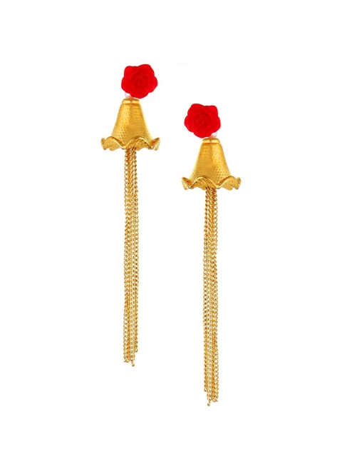 

OOMPH Red & Gold-Toned Contemporary Drop Earrings