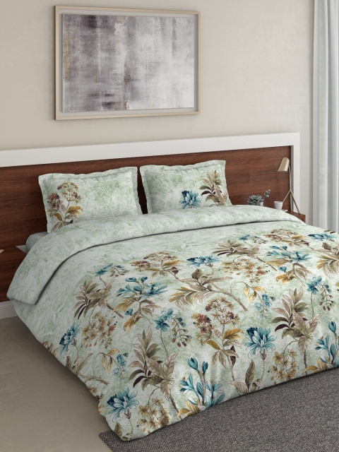 

DDecor Green & Brown Floral Printed Double Queen Bedding Set