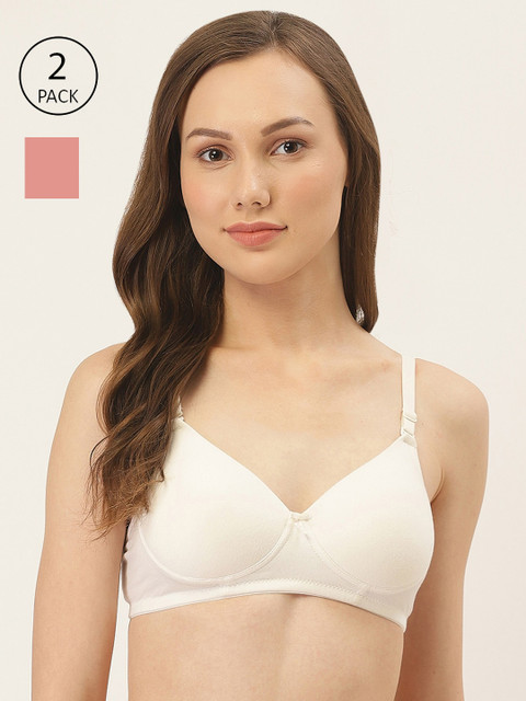

Inner Sense Pack of 2 Solid Non-Wired Lightly Padded Sustainable T-shirt Bras ISBC068, Pink