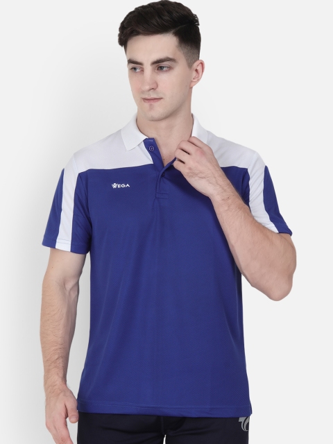 

VEGA Men Blue Colourblocked Polo Collar T-shirt