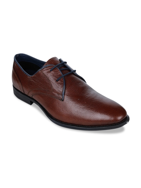 

Bruno Manetti Men Brown Textured Leather Formal Derbys