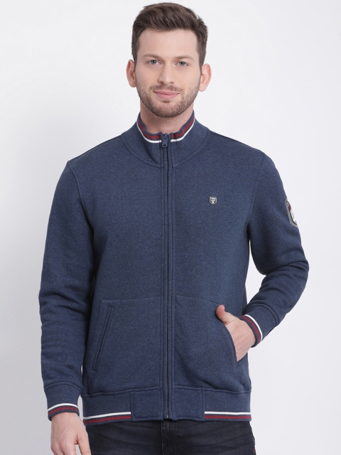 

t-base Men Navy Blue Solid Sweatshirt