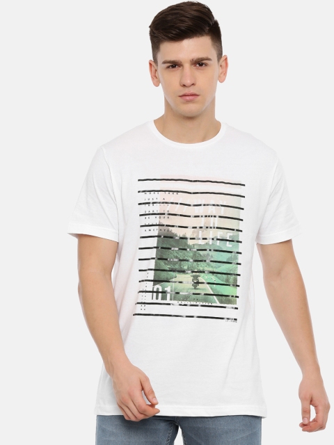 

Classic Polo Men White Printed Round Neck T-shirt