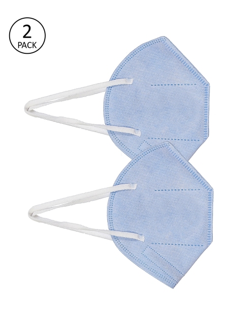 

Priyaasi Unisex 2 Pcs Blue Solid 5-Ply Reusable Cloth Masks