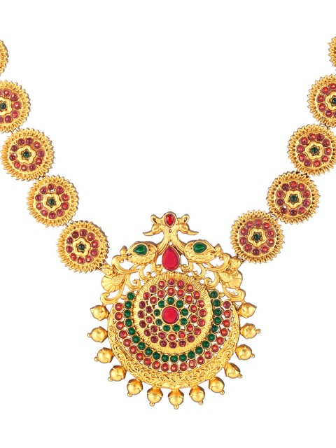 

Adwitiya Collection Women 24kT Gold-Plated & Pink Stone Antique Jewellery Set