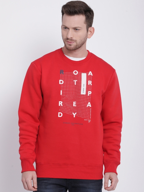 

t-base Men Red & White Printed Sweatshirt