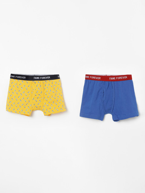

Fame Forever by Lifestyle Boys Pack Of 2 Yellow & Blue Pure Cotton Boxers 8907362449398