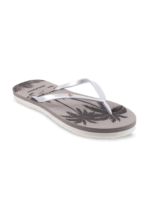 

WALKWAY Women Grey Printed Thong Flip-Flops