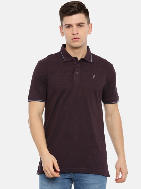 

Classic Polo Men Burgundy Solid Polo Collar Slim Fit T-shirt